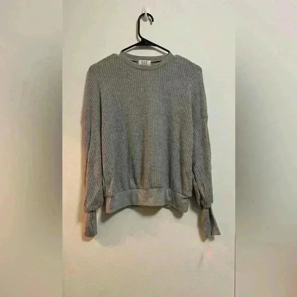 NWT - PST - Project Social T - Grey Long Sleeve Waffle Knit Lightweight Top - XS - Picture 1 of 6